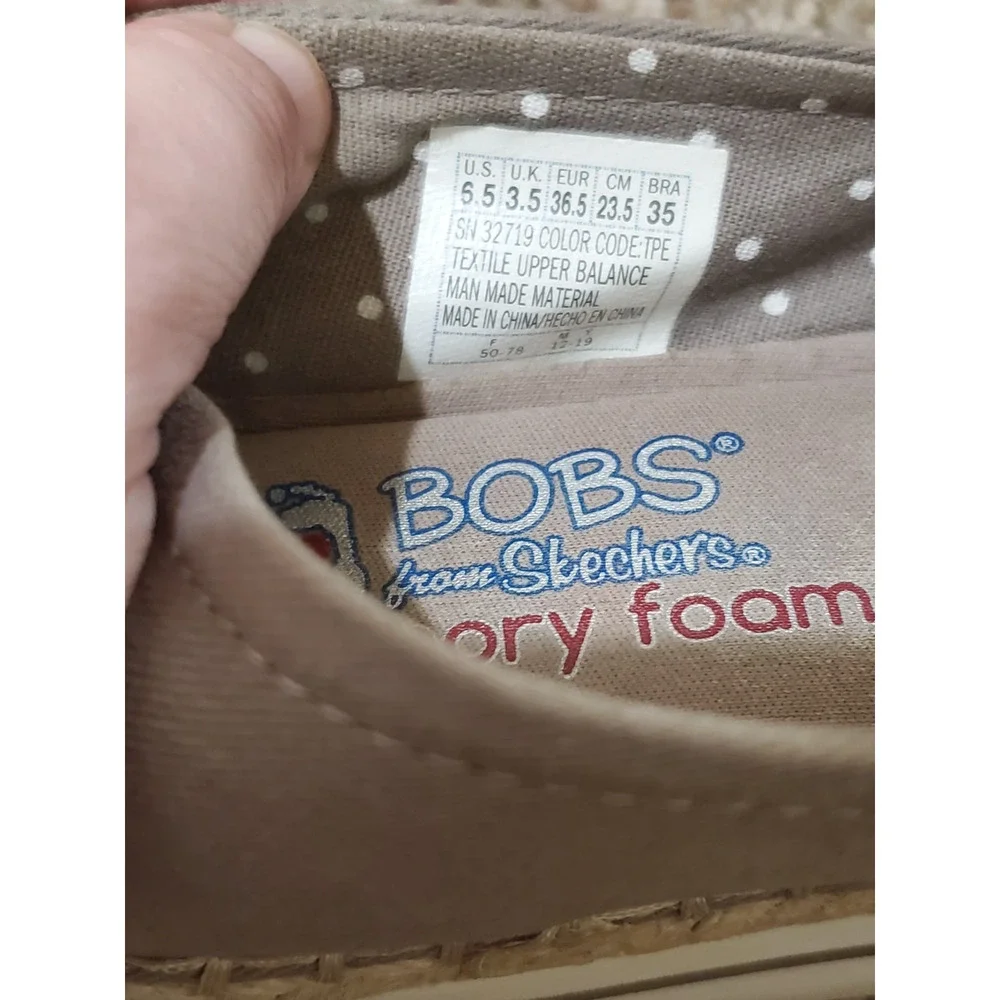 Bobs From Skechers Size 6.5 Memory Foam Espadrille Shoes Taupe textile cushioned